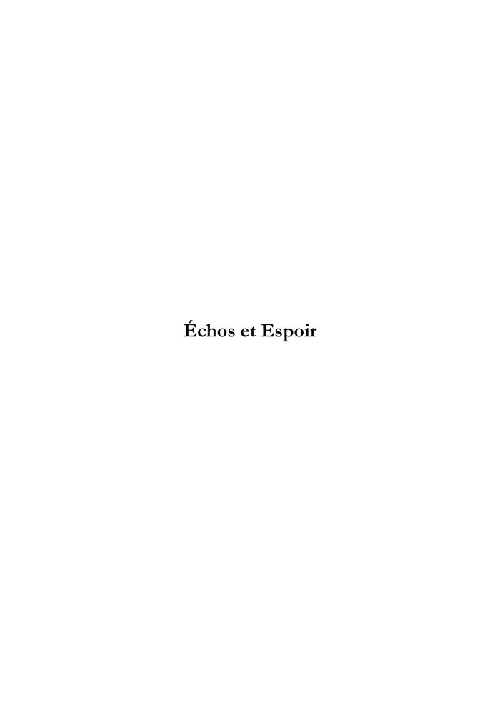 Page 1 d’Échos et Espoir