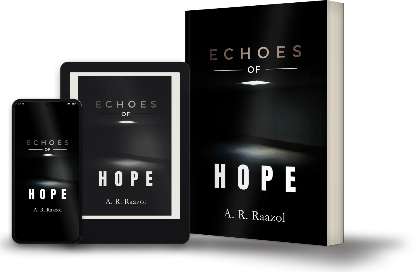 Echoes of Hope as a paperback, on a Kindle and on a phone.